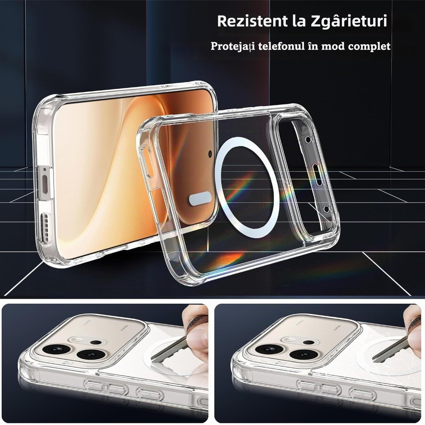 Pachet Husa Magnetica pentru Honor 600 5G cu Protectie de Ecran din Sticla Temperata, MOGU, MagSafe Husa de Protectie Antisoc pentru Telefonul Mobil cu 2 folii de Transparenta Sticla, Protectie de Nivel Militar, TPU+Sticla Securizata, Transparenta