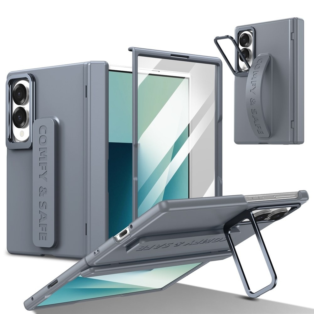 Husa pentru Samsung Galaxy Z Fold 8, DaDen CamBracket, Protectie completa 360°, Protectie ecran, Stativ integrat, Curea pentru prindere, Protectie balama, Gri