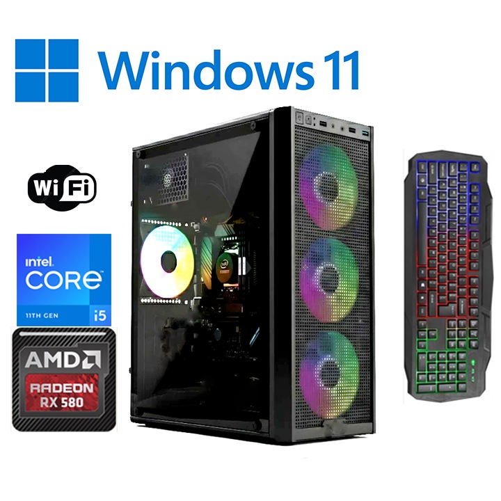 PC Gaming GYEREKEKNEK OK Intel ® I5 8500, 8 GB RAM DDR4, SSD 480 GB Videó 8GB ATI Radeon® RX580 DDR5 256Biti, opt