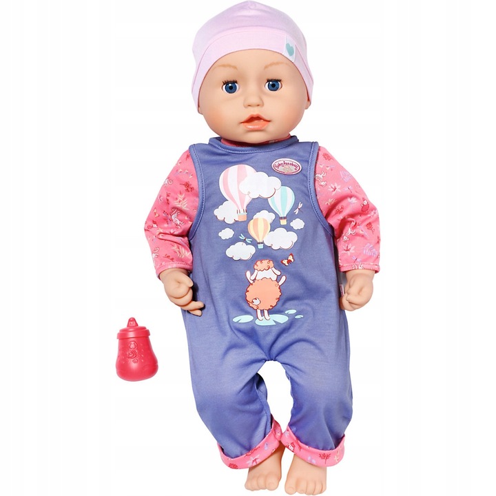 Papusa Baby Annabell Big Annabell Q4E3V7EJ, corp moale, 54 cm, combinezon si palarie incluse, roz/albastru