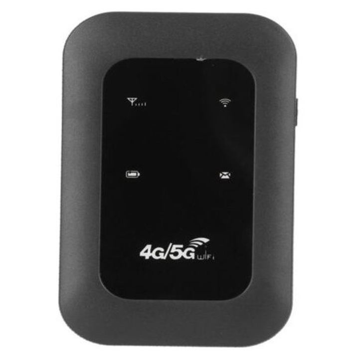 MIHX-8191382 hordozható Wi-Fi router, 4G, max. 150 Mbps sebesség, 2100 mAh akkumulátor, Micro SIM foglalat, akár 10 felhasználó, fekete