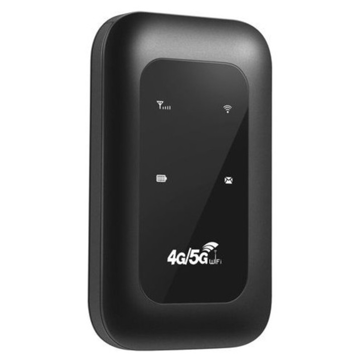 MIHX-8192167 hordozható MiFi router, 4G LTE (B1/B3/B5/B40), WCDMA B1, max. 150/50 Mbps sebesség, Wi‑Fi 802.11 b/g, 2100 mAh akkumulátor, akár 10 felhasználó, fekete, 98 x 59 x 15 mm