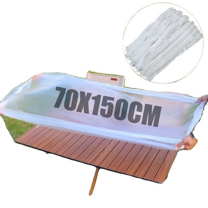 Eldobható asztalterítő A-70x150cm, vízálló és olajálló, környezetbarát műanyagból, fehér, 10 db-os csomag.