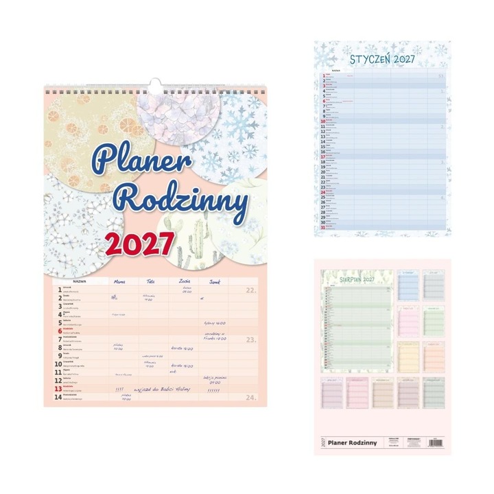 Calendar lunar Narcissus Planer Rodzinny 2027, familial pentru 5 persoane, multicolor, 801005
