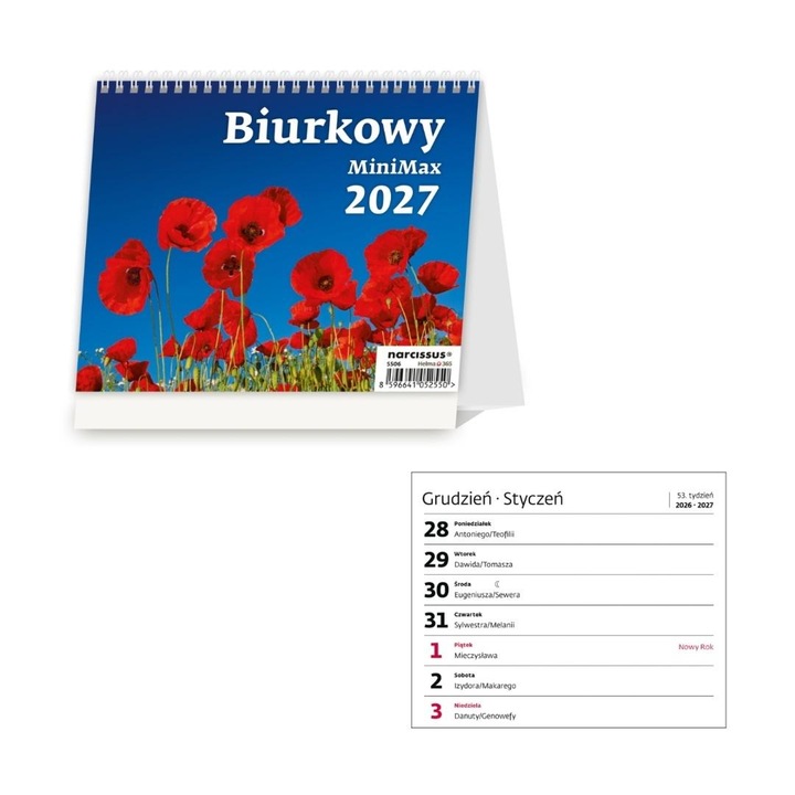 Calendar de birou Narcissus MiniMax 2027, saptamanal, multicolor