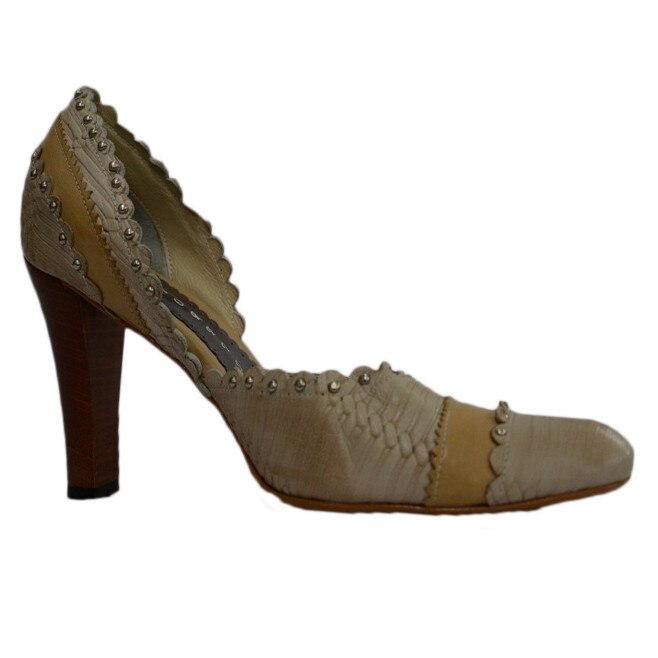 Pantofi din piele naturala, toc inalt, D&J Exclusive, Bej, 40