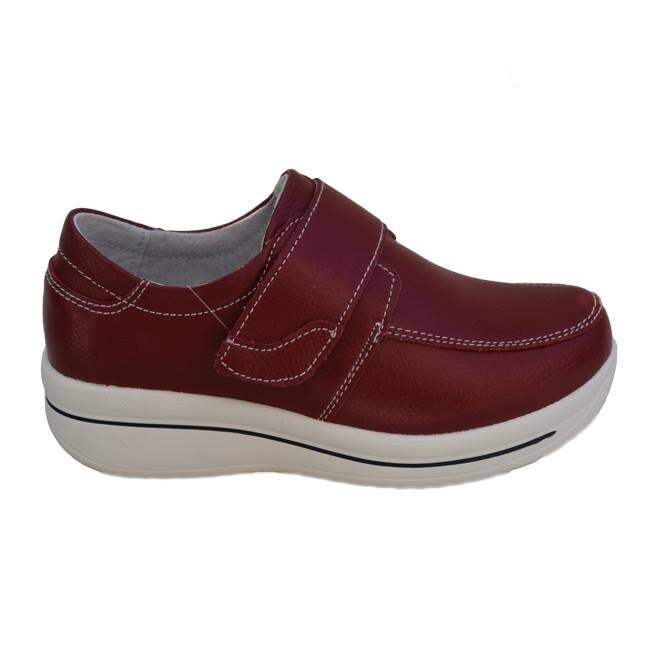 Pantofi din piele naturala moale, bareta peste picior, D&J Exclusive, Rosu