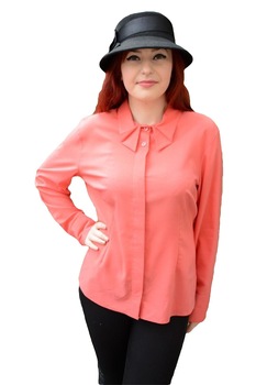 Camasa tinereasca cu guler dublu, D&J Exclusive, Corai Camasa tinereasca cu guler dublu, D&J Exclusive, Corai