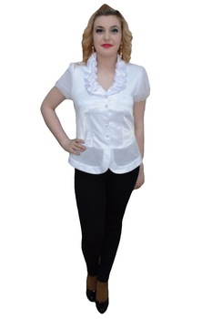 Camasa cu guler rotunjit, decolteu usor in V, D&J Exclusive, Alb Camasa cu guler rotunjit, decolteu usor in V, D&J Exclusive, Alb