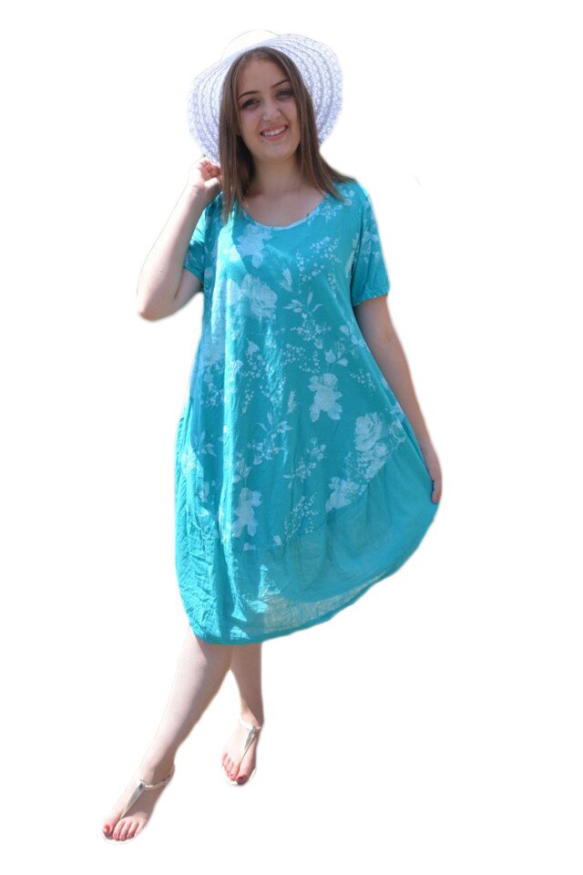 Rochie casual Doris galben,croi empire ,model simplu,D&J Exclusive, Turcoaz
