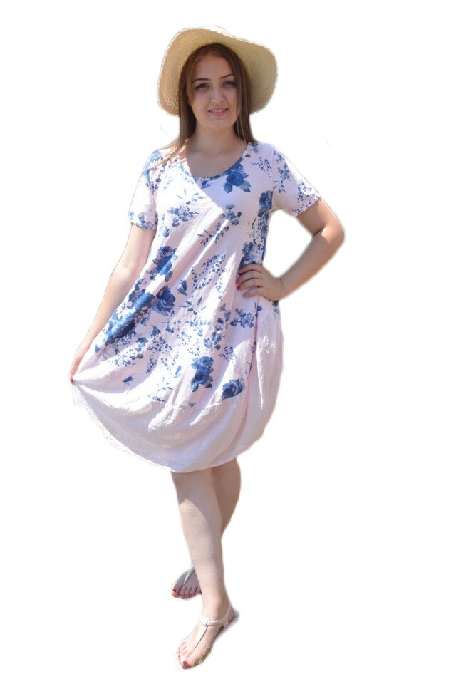 Rochie casual Doris galben,croi empire ,model simplu,D&J Exclusive, Roz