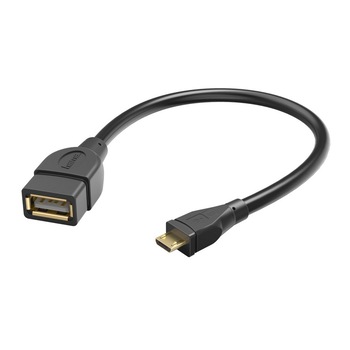 Adaptor Hama OTG, USB 2.0 - MicroUSB, 15 cm, Negru Adaptor Hama OTG, USB 2.0 - MicroUSB, 15 cm, Negru