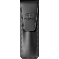 Etui Parker, din piele, pentru doua instrumente de scris, negru