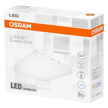 Plafoniera LED Osram Lunive Quadro, 24W, 1520 lm, IP20, A++, lumina neutra (4000K) Plafoniera LED Osram Lunive Quadro, 24W, 1520 lm, IP20, A++, lumina neutra (4000K)