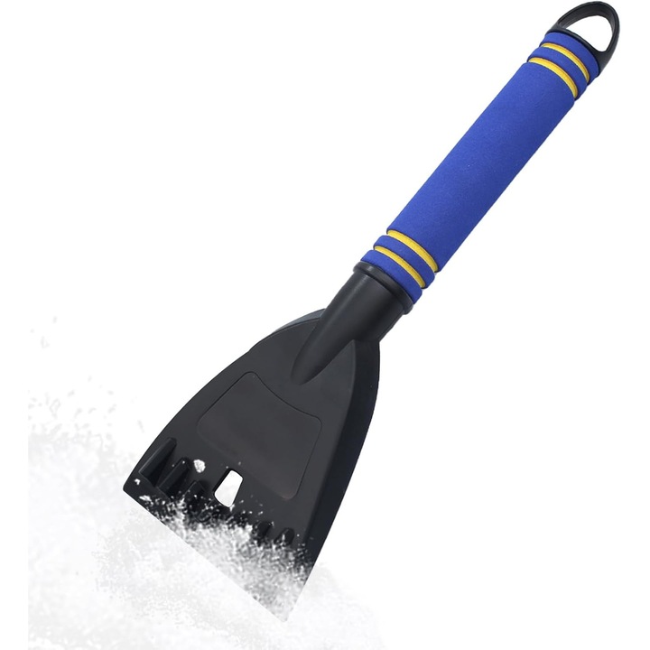Jégkaparó szélvédőre E38-A124-E11085, ABS-ből, ergonomikus habszivacs nyéllel, 105 mm-es penge, 32 cm, kék
