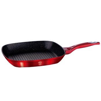 Tigaie grill BerlingerHaus, diametru 28 x 28 cm, maner ergonomic, material aluminiu, strat marmura, rosu metalic Tigaie grill BerlingerHaus, diametru 28 x 28 cm, maner ergonomic, material aluminiu, strat marmura, rosu metalic
