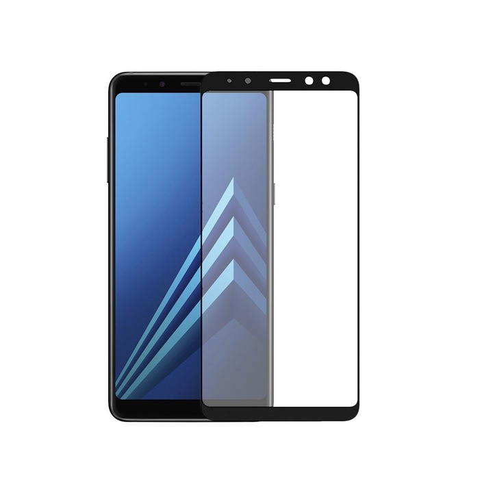 Стъклен протектор Full Glue за Samsung Galaxy A8 (2018) A530F , Черен