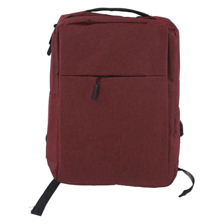 Rucsac pentru laptop din oxford cu port USB, bretele S captusite si buzunar frontal, rosu