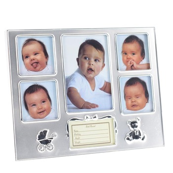 Colaj foto birou Baby, inox, geam din sticla, argintiu, 25 cm inaltime Colaj foto birou Baby, inox, geam din sticla, argintiu, 25 cm inaltime