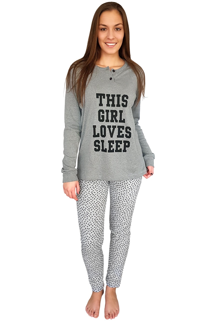 Pijama Dama, Model This Girl Loves Sleep Gray, Producator Nice Underwear
