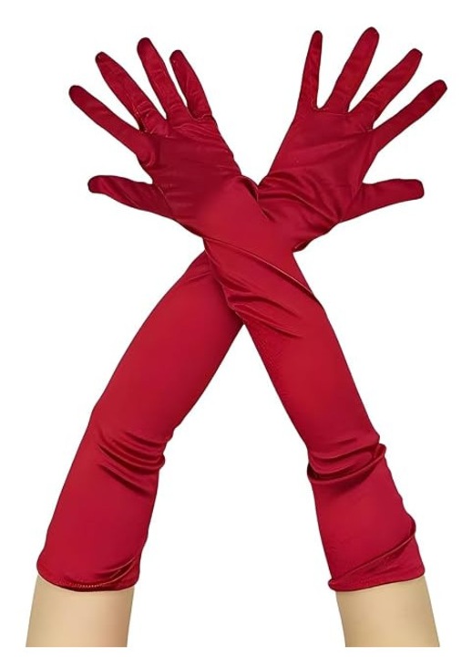 Manusi lungi de opera pentru petrecere, stil anii 1920, manusi din satin pana la cot, material confortabil din satin elastic, perfecte pentru costume de cosplay de nunta (burgundy).