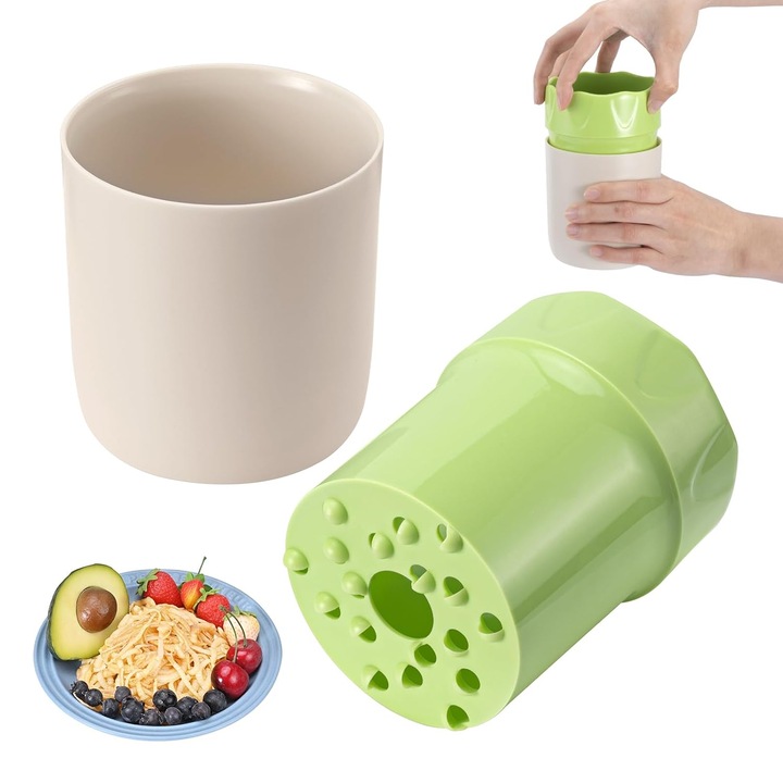 Razatoare rotativa manuala pentru mere si fructe, din ABS, bej/verde, K0369-0808-WG8139