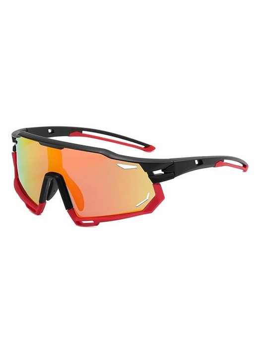 Ochelari de soare sport supradimensionati din policarbonat, polarizati, fotocromatici cu protectie UV, model K0369-0720-WG7484, negru/rosu