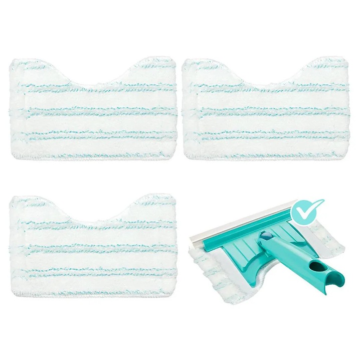 Huse de schimb pentru mop K0472-0716-XL4125, microfibra, pentru placi si cada, alb/verde, set 3, 20 x 12,5 cm