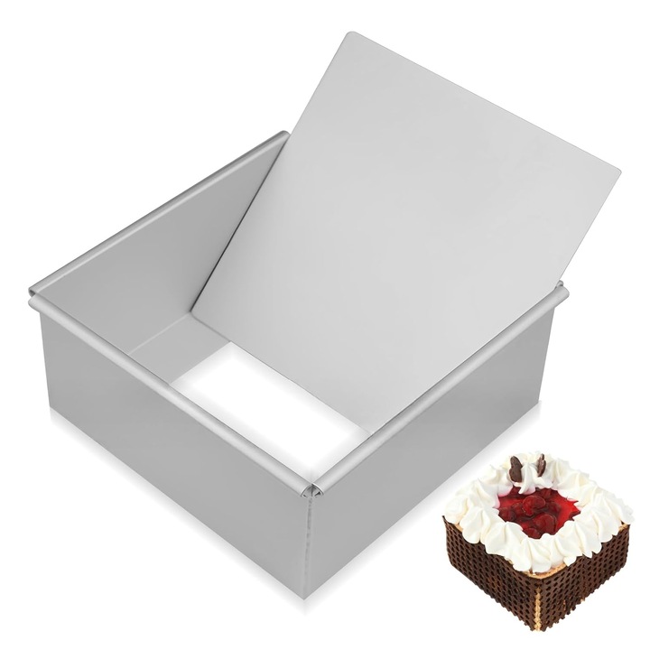 Tava patrata pentru copt K0472-0710-XL3872, aluminiu anodizat cu strat antiaderent, fund detasabil, rezistenta la cuptor pana la 230°C, argintiu, 20 cm (8")