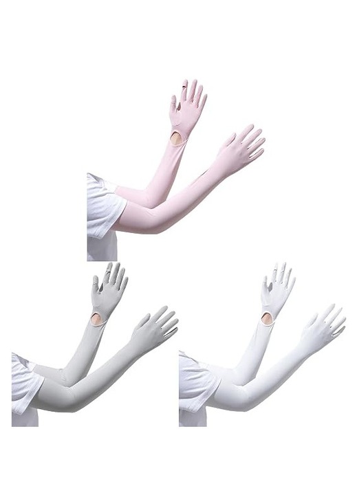 Manusi universale cu protectie UV, 3 perechi | Manusi de condus cu protectie UV | Maneci de condus cu protectie UV, moi, cu elasticitate ridicata | Manusi lungi cu uscare rapida pentru femei