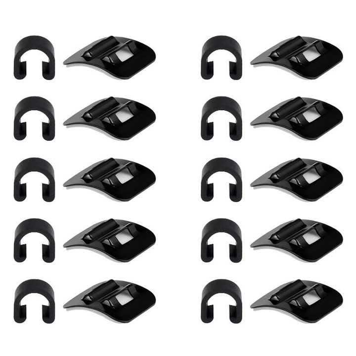 Cleme tip C pentru cabluri bicicleta K0369-0608-WG6649, din aluminiu, negru, set 10 buc