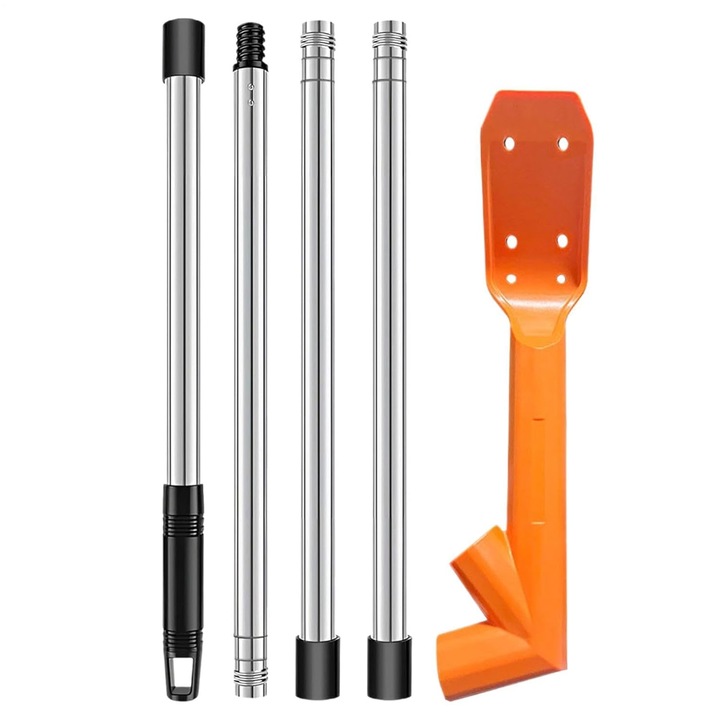 Unealta pentru curatat scurgeri K0369-0805-WG7995, telescopica 1,6 m, cap din nylon rotativ 45°/120°, tije din inox, montaj fara scule, portocaliu/argintiu, set 4 tije + carlig