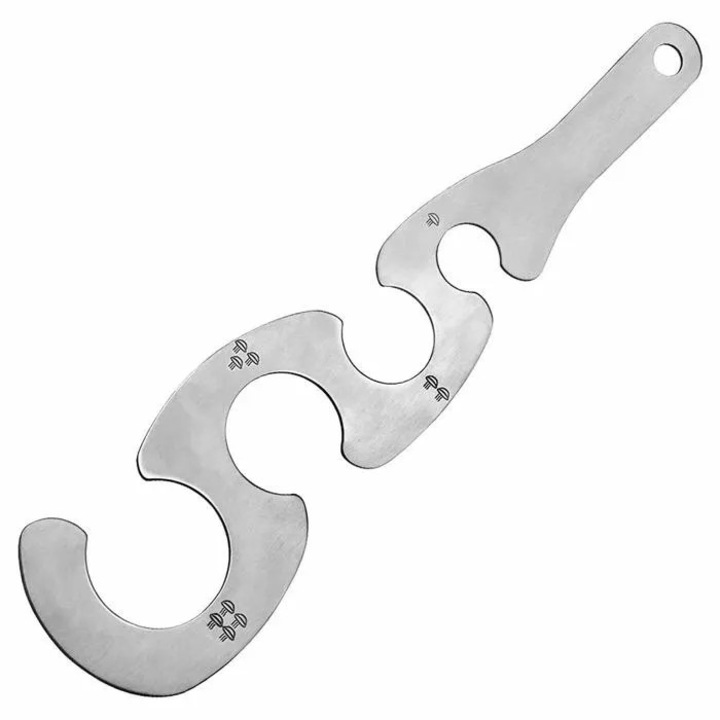 Masurator portii pentru paste K0369-0721-WG7520, din otel inoxidabil 430 alimentar, 4 orificii pentru portii, in forma de S, argintiu, 27 x 6.2 cm