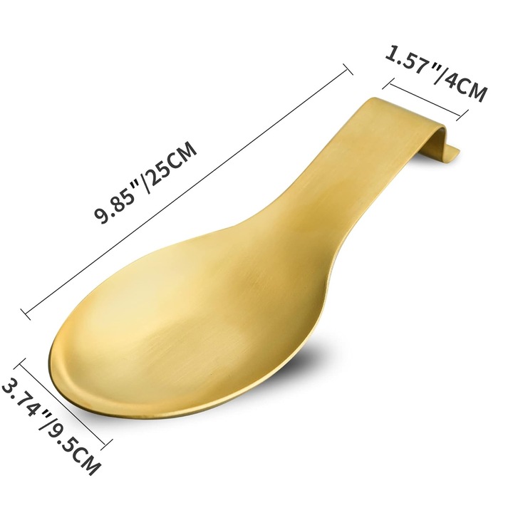 Suport pentru linguri si ustensile de bucatarie din inox satinat, rezistent, pentru blat/aragaz, auriu, 25 x 9.5 x 4 cm