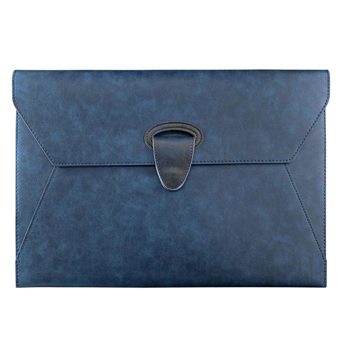 Folder pentru documente A4 K0472-0730-XL4580, din piele PU rezistenta la apa, cu inchidere magnetica si 2 buzunare, bleumarin