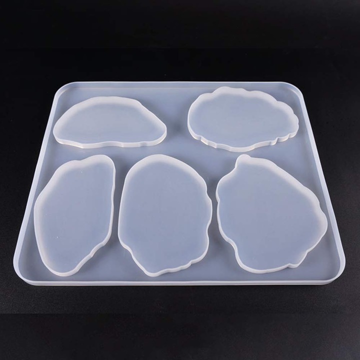 Matrite din silicon pentru suport pahare (forme agata) K0369-0610-WG6725, set 5, translucid