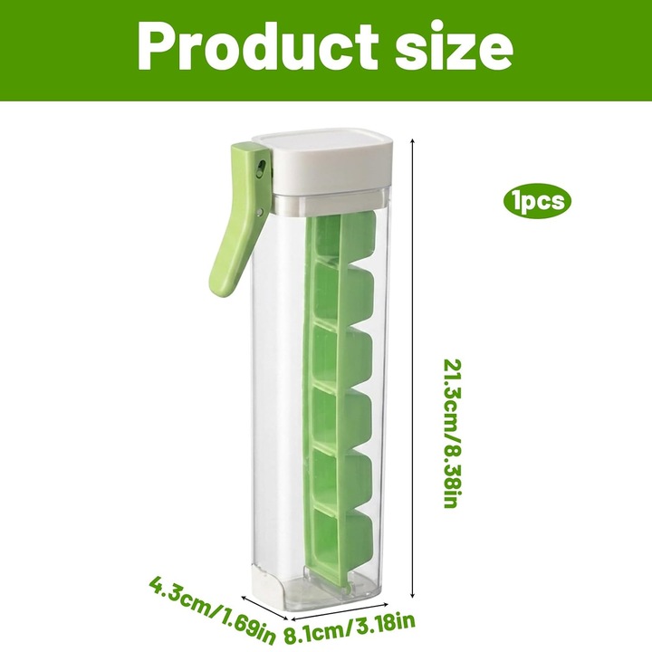 Formator cuburi de gheata cu presare k0367-0610-HS6970, plastic transparent cu insertii verzi, portabil