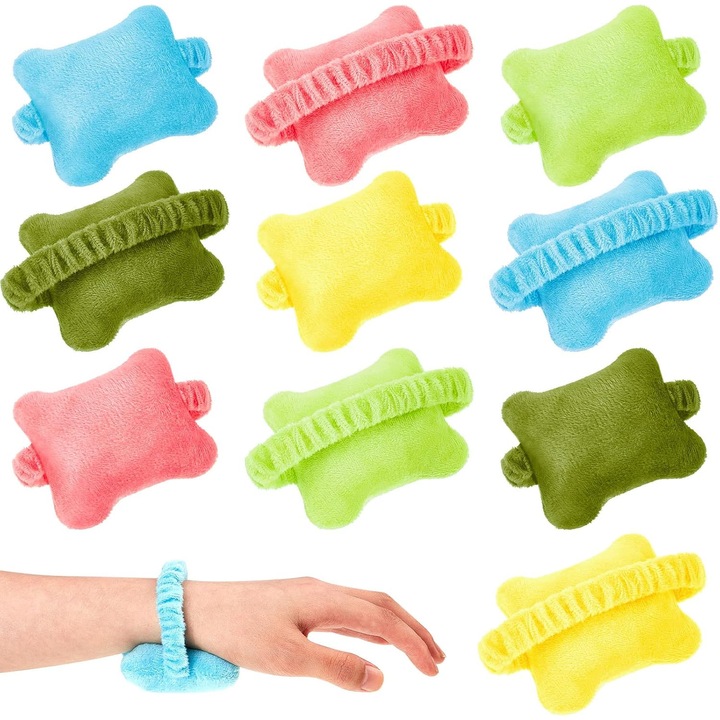 Suport pentru incheietura purtabil din fleece cu umplutura PP, set 10 buc (5 culori, 2 buc/culoare), multicolor