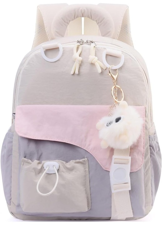 Rucsac mini din nylon, usor, cu bretele captusite si compartimente multiple, multicolor