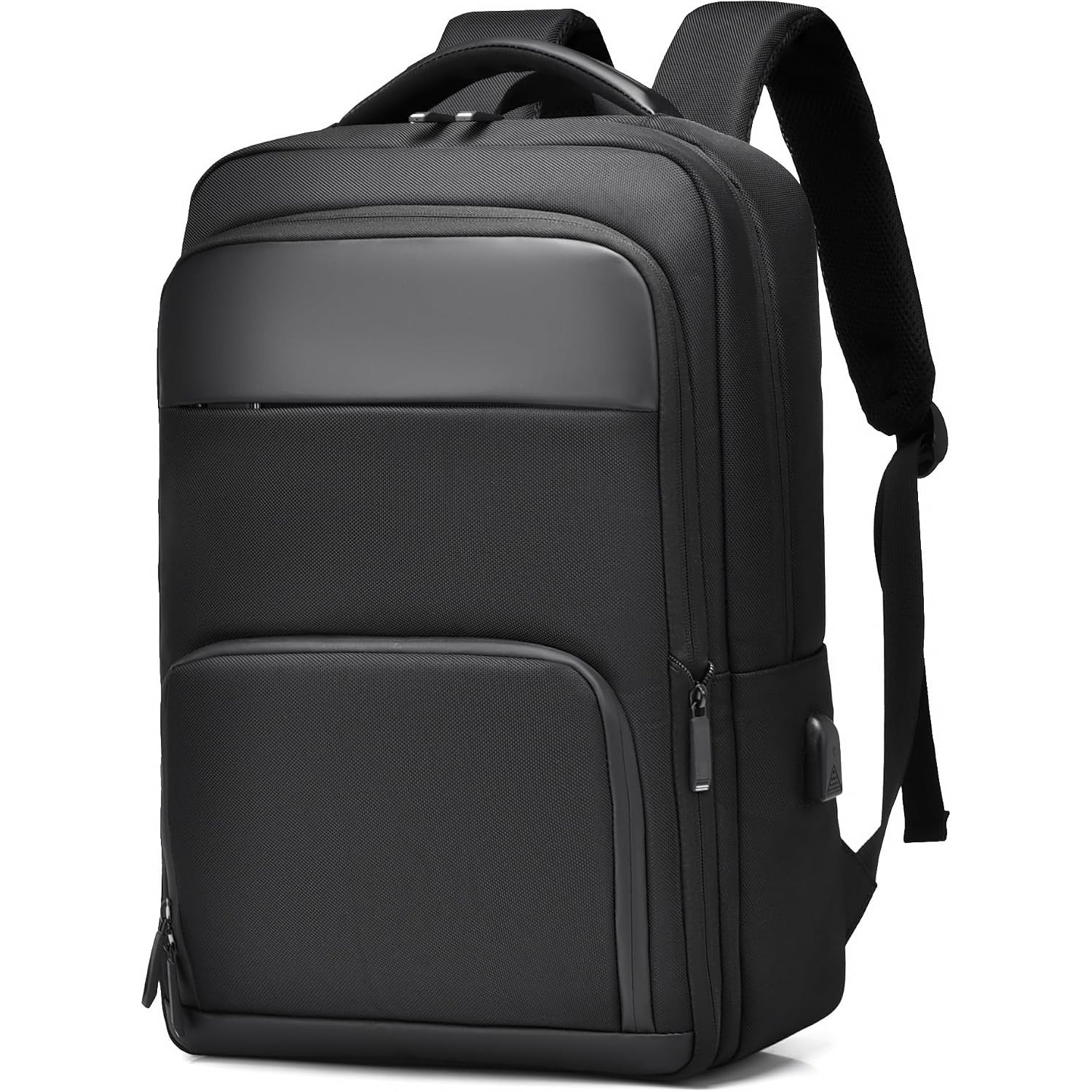 Rucsac laptop din material textil rezistent, extensibil, port USB extern, compartiment pentru laptop 15,6", multiple buzunare, impermeabil, K0472-0727-XL4468, negru