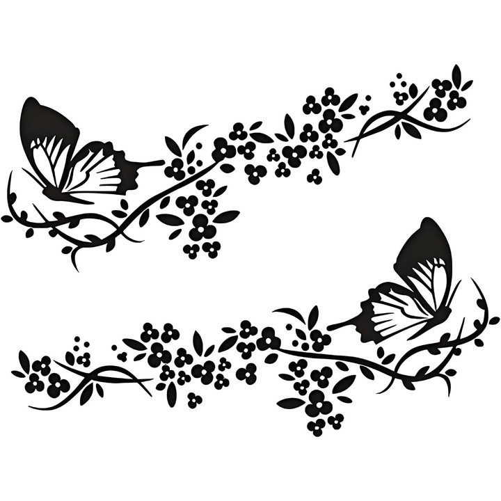 Autocolant decorativ din vinil k0367-0713-HS7474, model fluture, removabil, rezistent la apa si UV, negru, 38 x 20 cm