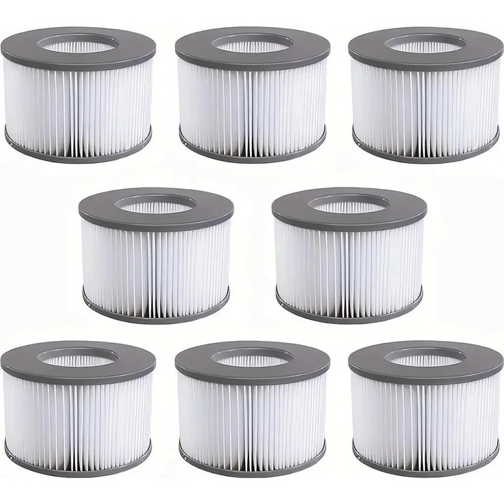 Filtru cartus pentru cada cu hidromasaj si piscina, K0472-0720-XL4205, hartie plisata, compatibil MSPA si piscine gonflabile, alb/gri, set 8 buc.