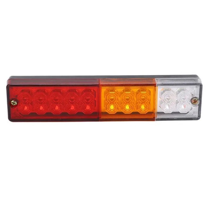 Set 2 lampi stop LED pentru remorca k0367-0728-HS7957, 5 fire (negativ, frana, pozitie, semnal, marsarier), rosu/portocaliu/transparent, rezistente la apa si la socuri