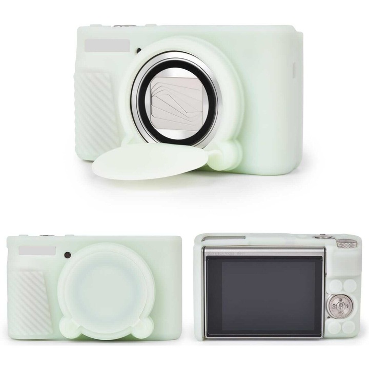 Husa de protectie din silicon pentru Canon PowerShot SX740/SX730 k0367-0701-HS7222, cu capac de obiectiv detasabil, grip antiderapant, rezistenta la zgarieturi, verde deschis