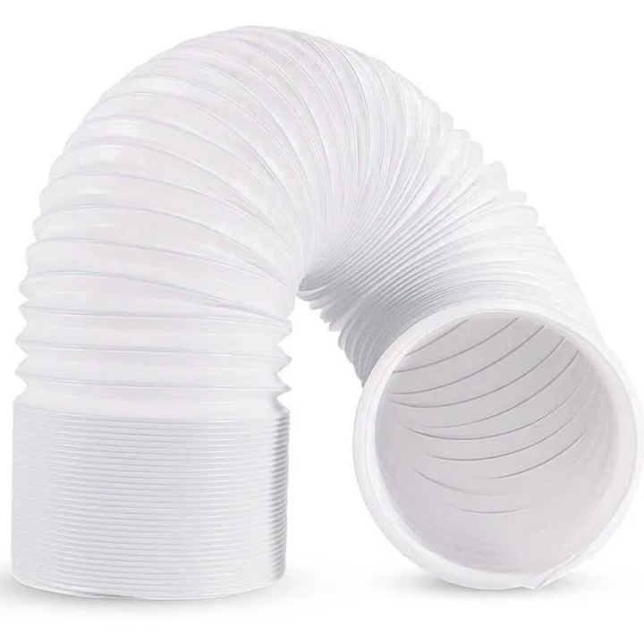 Tub de evacuare pentru aer conditionat portabil k0367-0708-HS7371, diametru 15 cm, lungime extensibila 37 cm–2 m, polipropilena cu arc metalic, rezistent -20°…70°C, alb