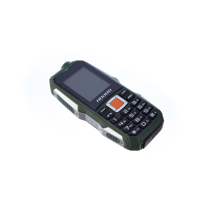 Telefon militar F8, Dual SIM, 3800 mAh, FM radio, Bluetooth, Lanterna, Verde-Gri