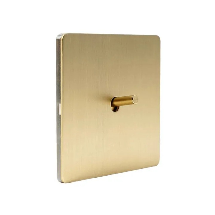 Intrerupator cu levier k0367-0721-HS7713, placa periata cu finisaj alama, auriu mat