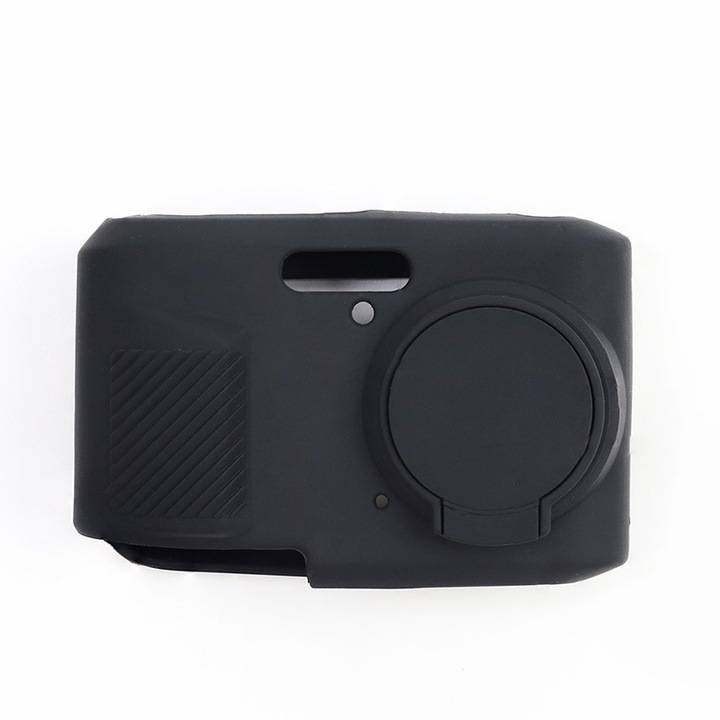 Husa de silicon pentru aparat foto Kodak FZ45, model k0367-0803-HS8101, cu capac pentru obiectiv si maner, decupaje pentru baterie/SD, negru