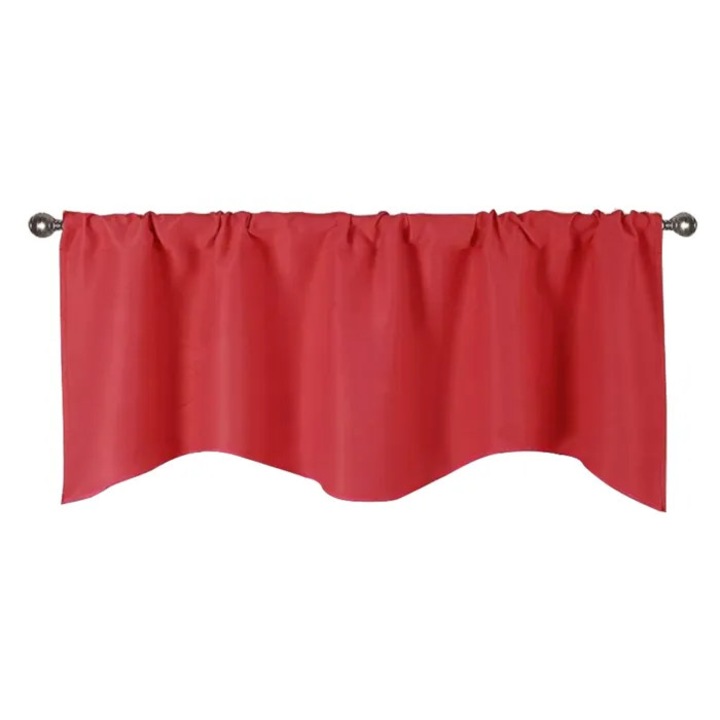 Perdea scurta k0367-0813-HS8478, material usor, buzunar pentru bat/drum, rosu, 132 x 46 cm