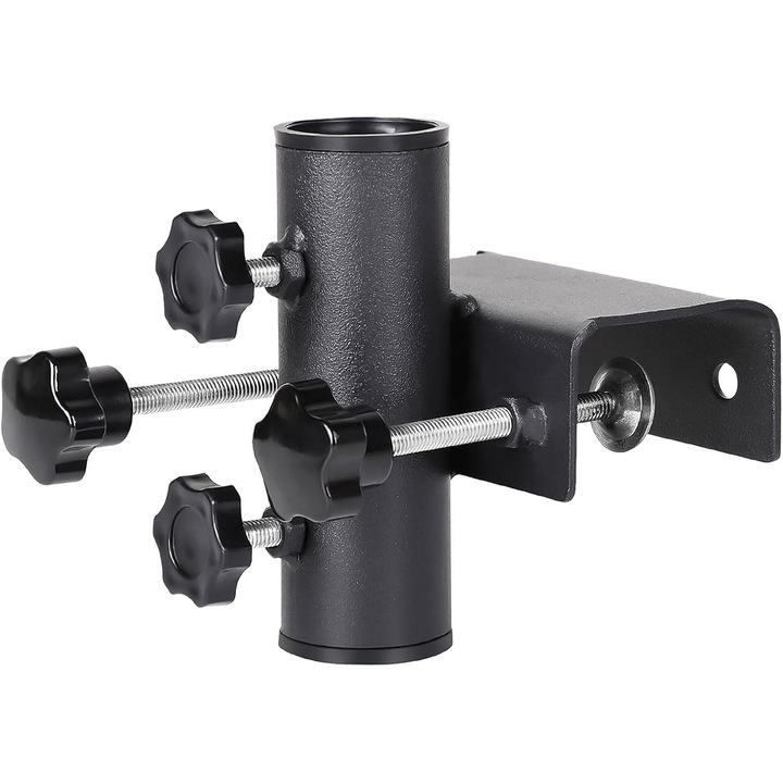Suport pentru umbrela de balcon k0367-0808-HS8292, metal ajustabil pentru balustrada 20-60 mm si tija 25-38 mm, negru